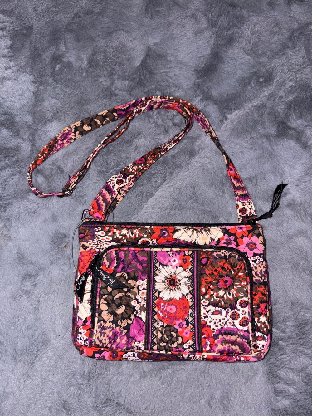 Vera Bradley Pink Orange Floral Quilted Crossbody